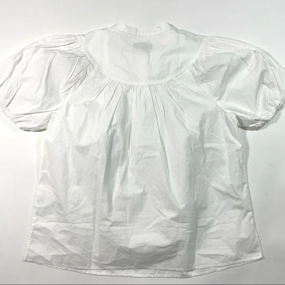 New J Crew Puff Sleeve Cotton Poplin Top Blouse White Small - Picture 3 of 8